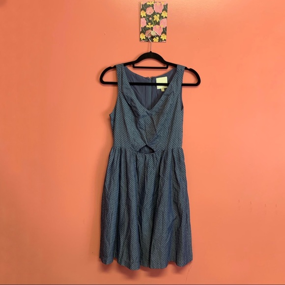 ModCloth Chambray Dotted Sleeveless Dress - Picture 2 of 7